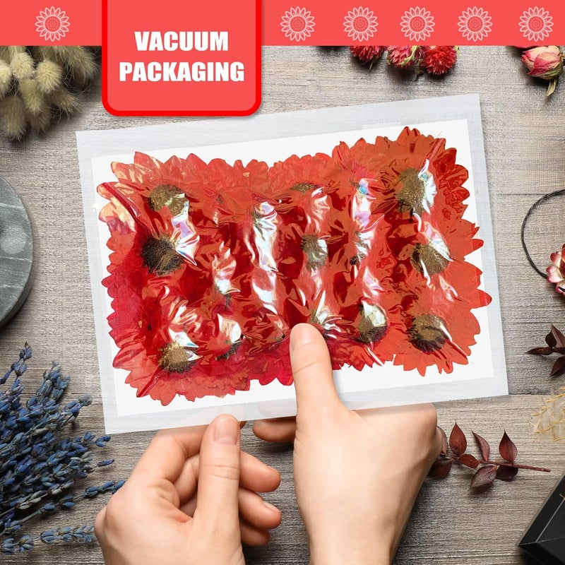 ALJ 60PCS Natural Small Dried Sunflowers for Resin, Red Real Pressed Sunflower Dry Sunflowers for Crafts DIY Epoxy Resin Mold Jewelry Candle Scrapbooking Card Making Home Wedding Decoration - Image 3